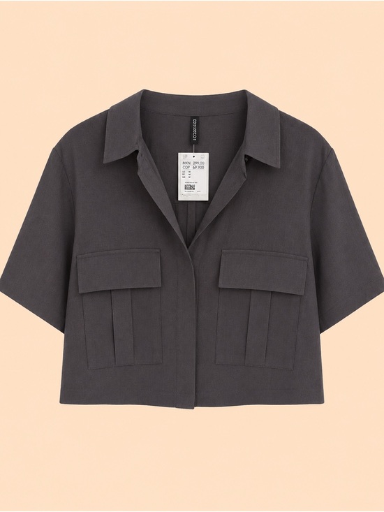 H&M Tops - H&M CROPPED UTILITY BUTTON UP TOP